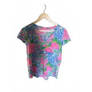 like new Lilly Pulitzer Etta V-neck Tigers Lair prin cod08